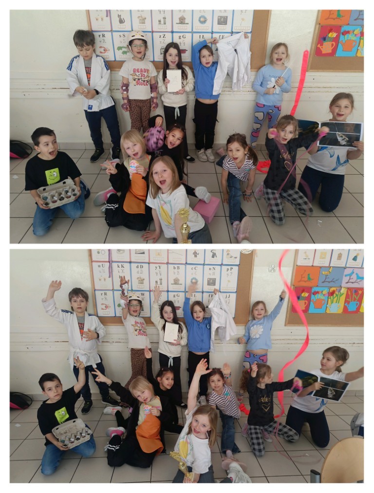 Najmłodsi uczniowie klas 1b i 1c mieli okazję pochwalić się pasjami, zainteresowaniami i umiejętnościami w czasie zajęć "Mam talent"